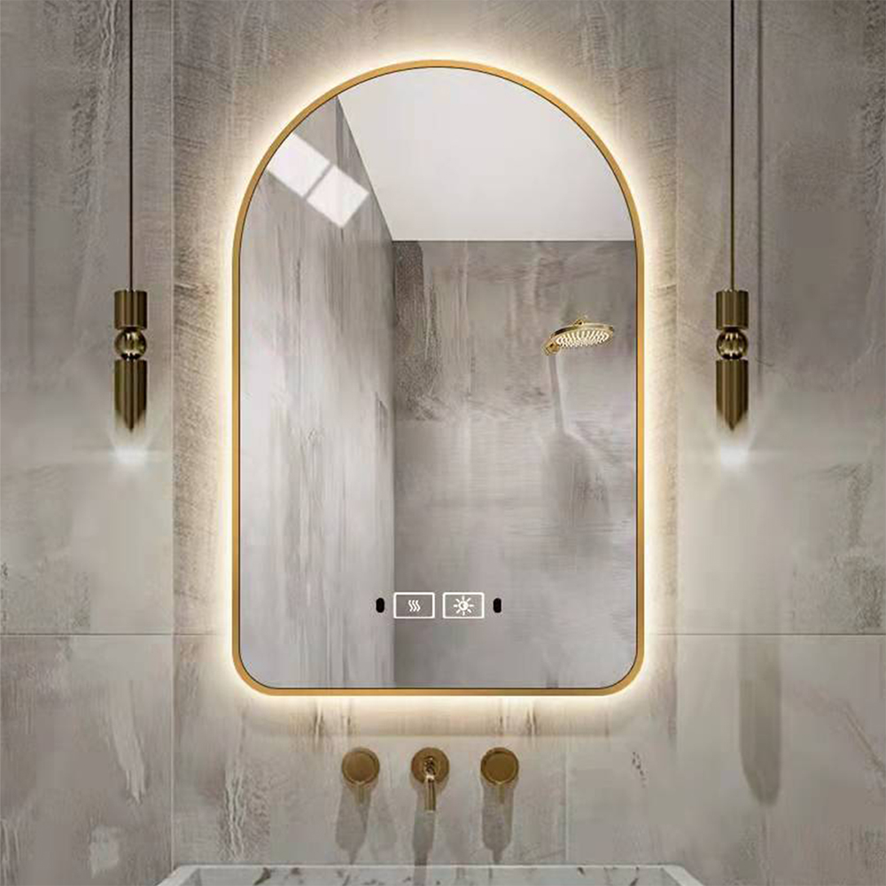 Bucks Home aluminium ingelijste boogvorm waterdichte cosmetica led-spiegel voor muur