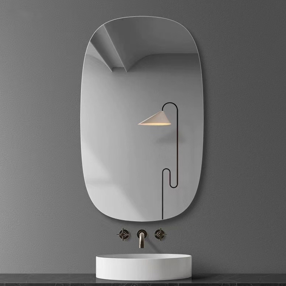 Waterdichte frameloze wandijdelheid 4 mm grote ovale wandglazen spiegel voor badkamer