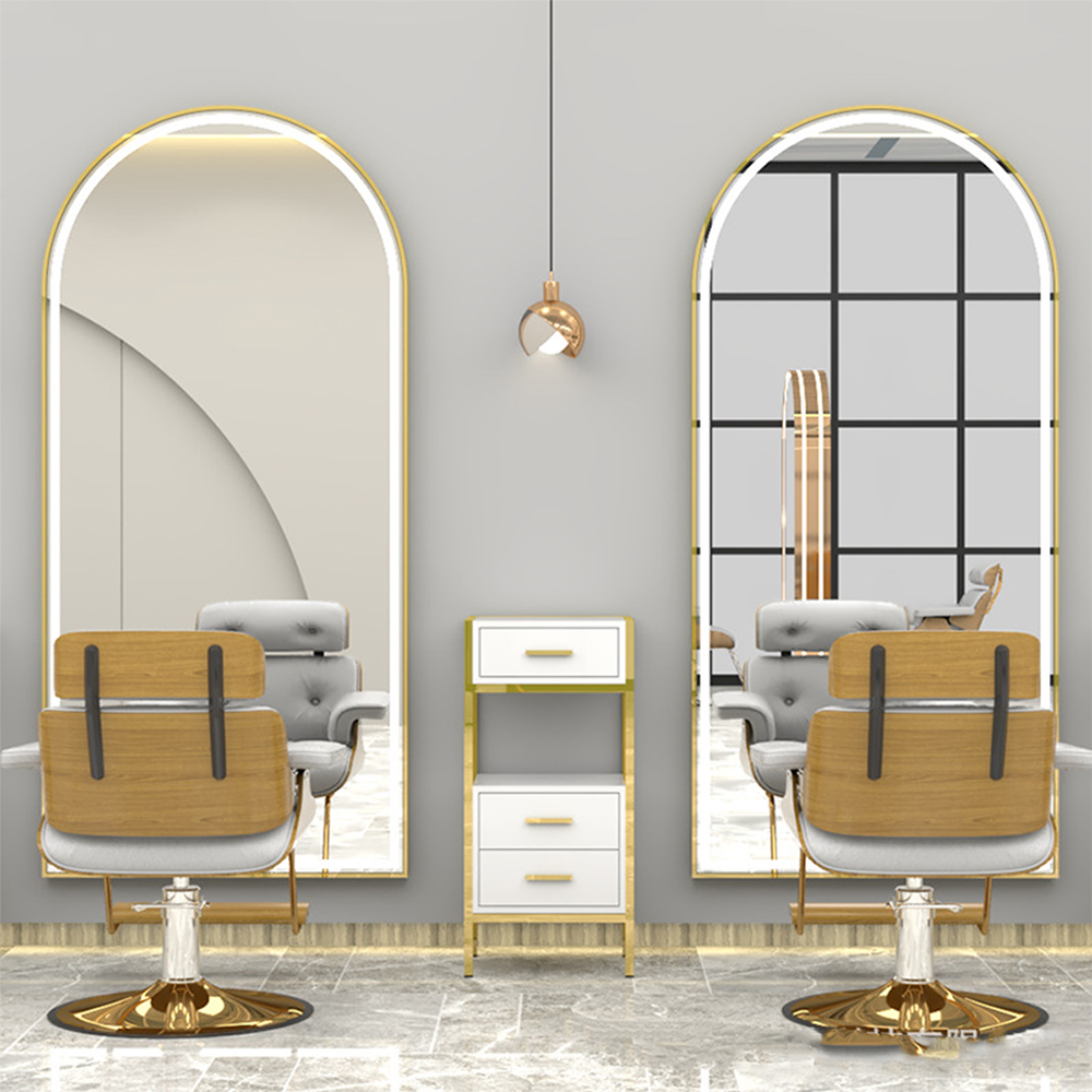Retro Grote Grote Lange Metalen Frame Volledige Lengte Muur Hangende Boog Led Wandspiegel