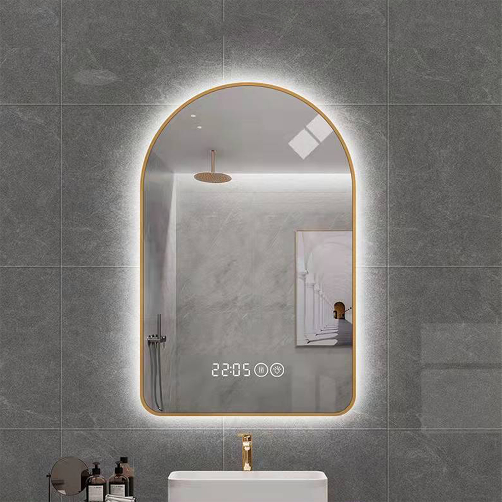 Bucks Home aluminium ingelijste boogvorm waterdichte cosmetica led-spiegel voor muur