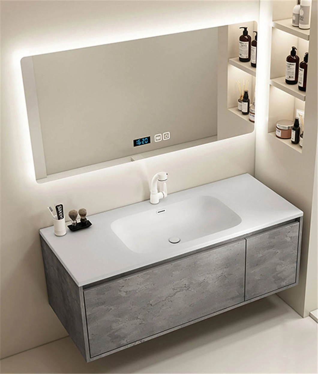 2023 Nieuw design badkamermeubel spiegel badkamer ijdelheid Amerikaans hout luxe badkamermeubel set