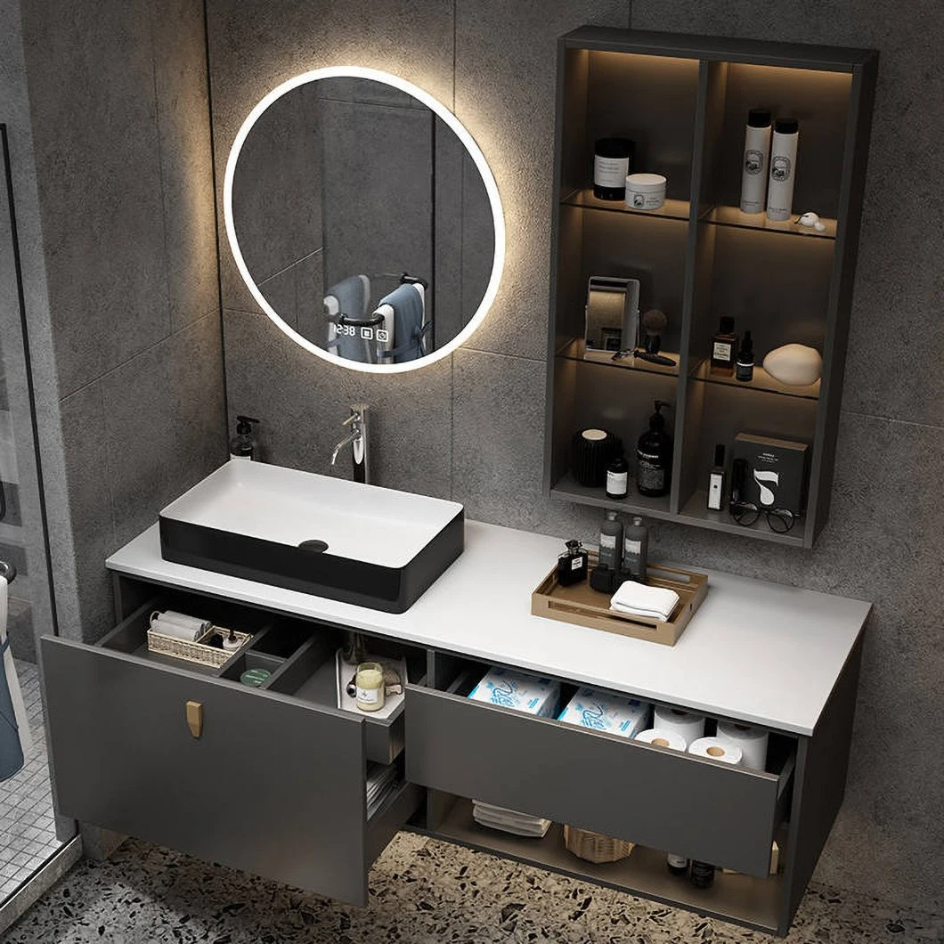 Factory Hot Seller Marmeren Aanrecht Badkamermeubel Dressoir Moderne Witte Dubbele Wandmontage Wastafelkast