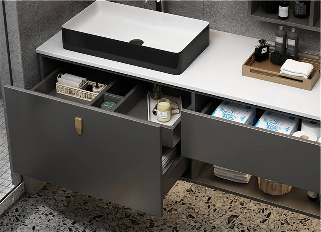 Factory Hot Seller Marmeren Aanrecht Badkamermeubel Dressoir Moderne Witte Dubbele Wandmontage Wastafelkast