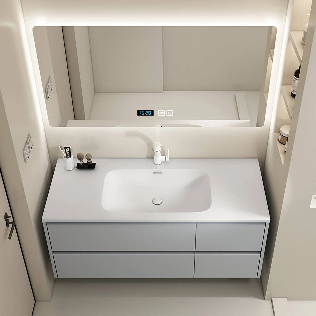 Hotel's goedkope gebruikte badkamer make-up spiegelkast set moderne dubbele marmeren badkamermeubel met wastafel