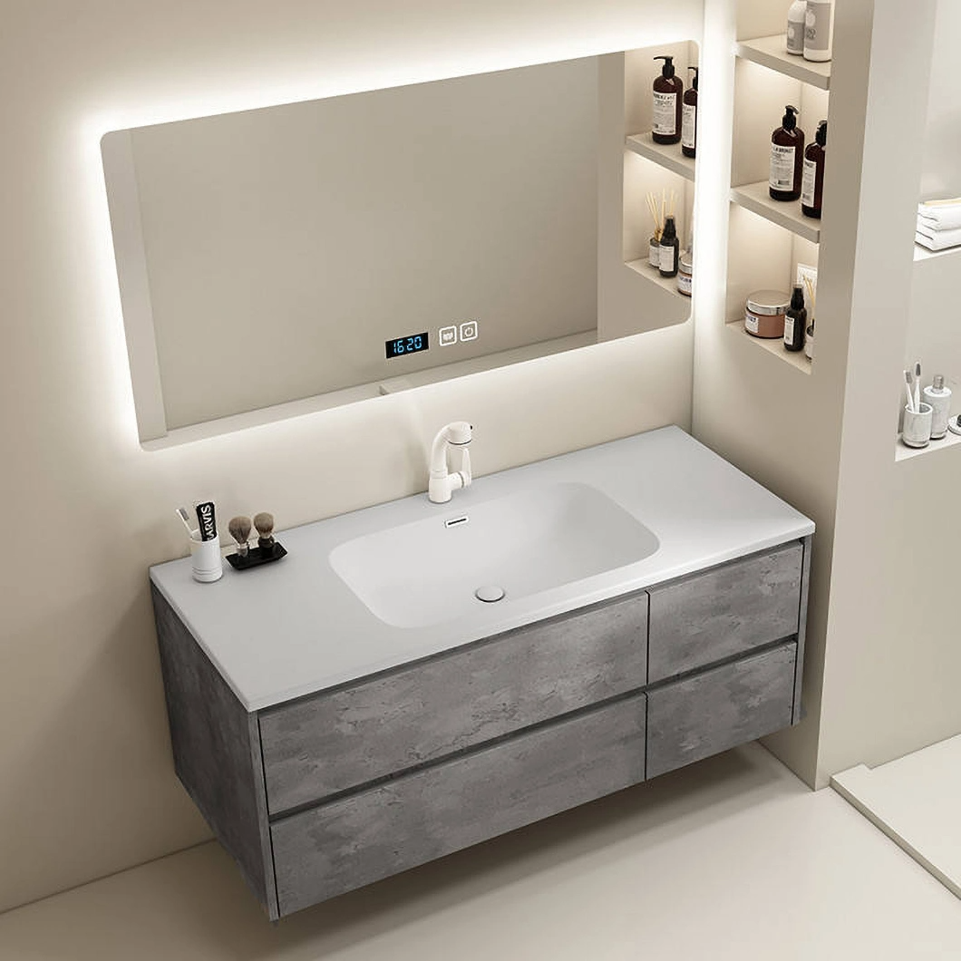 Hotel's goedkope gebruikte badkamer make-up spiegelkast set moderne dubbele marmeren badkamermeubel met wastafel