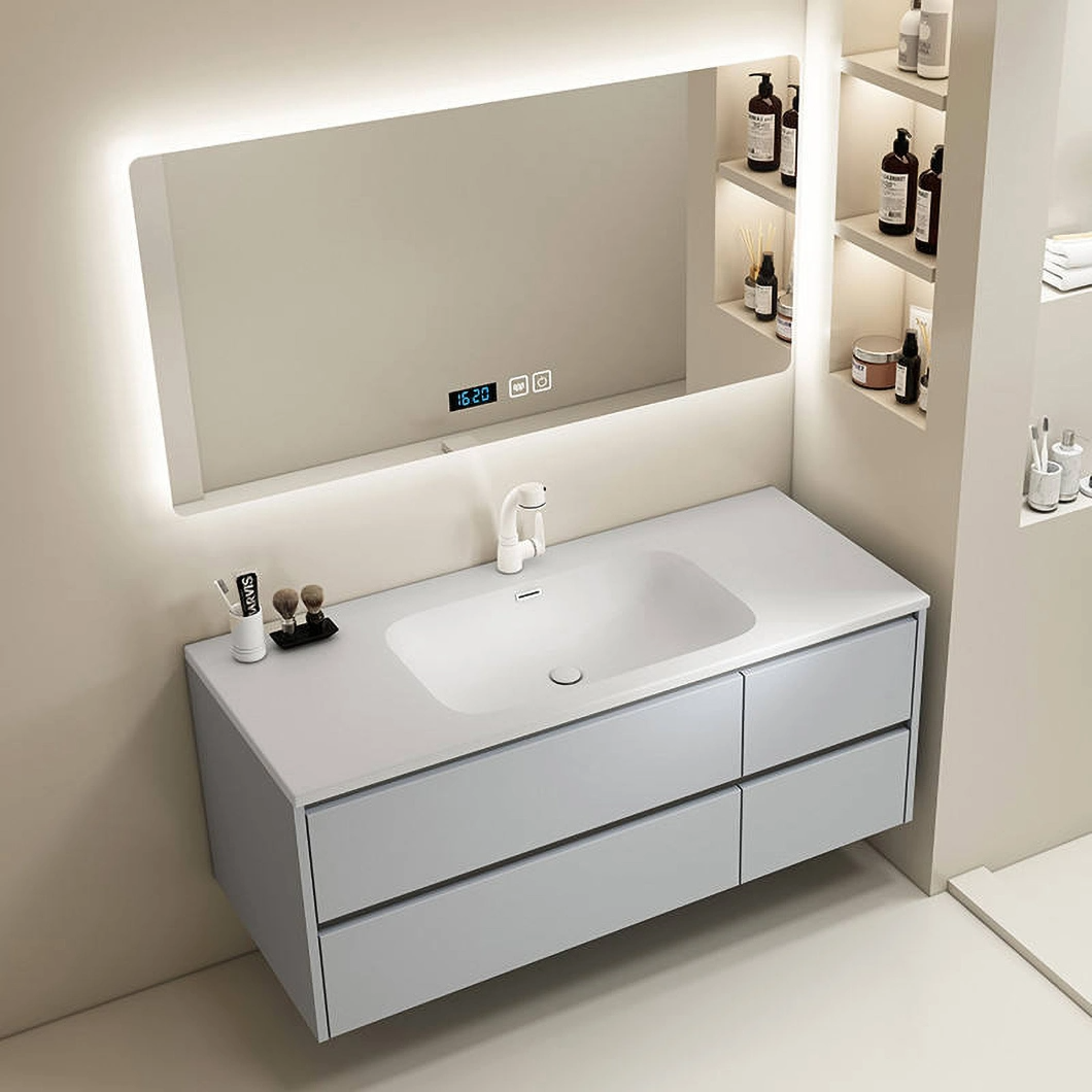 Hotel's goedkope gebruikte badkamer make-up spiegelkast set moderne dubbele marmeren badkamermeubel met wastafel