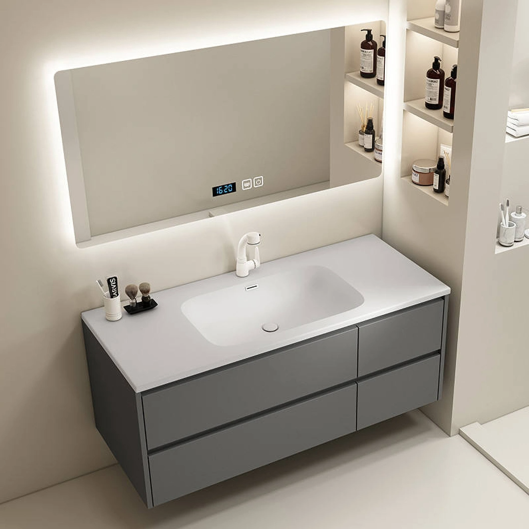 Hotel's goedkope gebruikte badkamer make-up spiegelkast set moderne dubbele marmeren badkamermeubel met wastafel