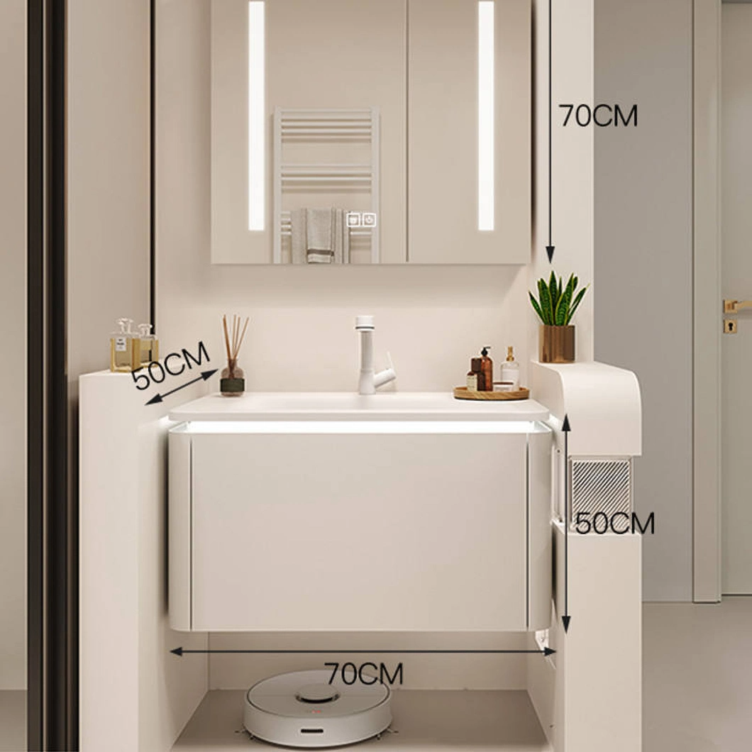 Luxe wandgemonteerde zwevende kast Badkamer Ijdelheid Modern Hotel Marmer Enkele wastafel Badkamermeubel