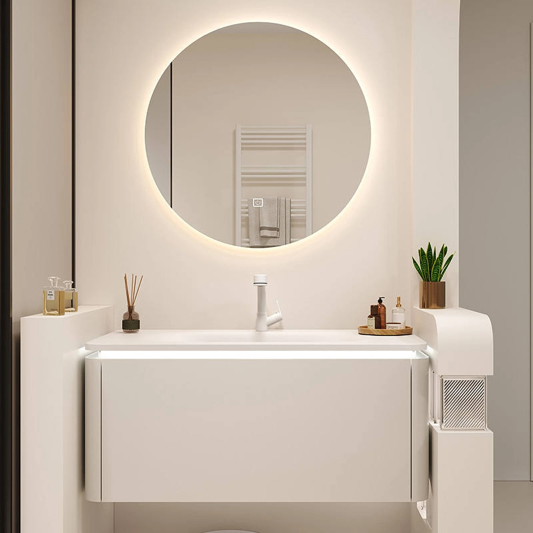 Luxe wandgemonteerde zwevende kast Badkamer Ijdelheid Modern Hotel Marmer Enkele wastafel Badkamermeubel