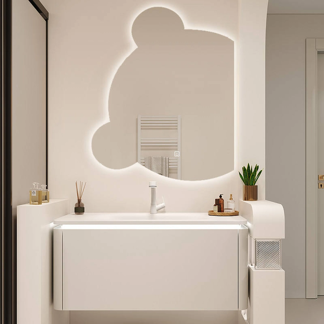 Luxe wandgemonteerde zwevende kast Badkamer Ijdelheid Modern Hotel Marmer Enkele wastafel Badkamermeubel