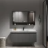 Moderne Massief Houten Was-en-Kleedkast Zwarte Badkamer Hoek Luxe Badkamerkast met Spiegelkast