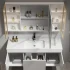Moderne Massief Houten Was-en-Kleedkast Zwarte Badkamer Hoek Luxe Badkamerkast met Spiegelkast