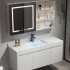 Moderne Massief Houten Was-en-Kleedkast Zwarte Badkamer Hoek Luxe Badkamerkast met Spiegelkast
