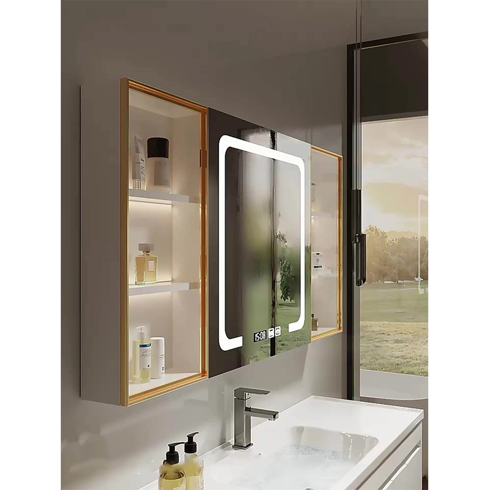Modern Massief Houten Was- en Dressoir Zwart Badkamermeubel Luxe Badkamermeubel met Slimme Spiegelkast