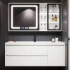 Moderne witte wandgemonteerde waterdichte medicijnkast badkamer eiken dressingkast met spiegelkast