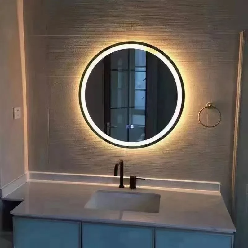 Cirkel toilet Chinese boog ronde LED spiegels decor muur grote volledige lengte stickers muur in badkamer met LED-licht make-upspiegel