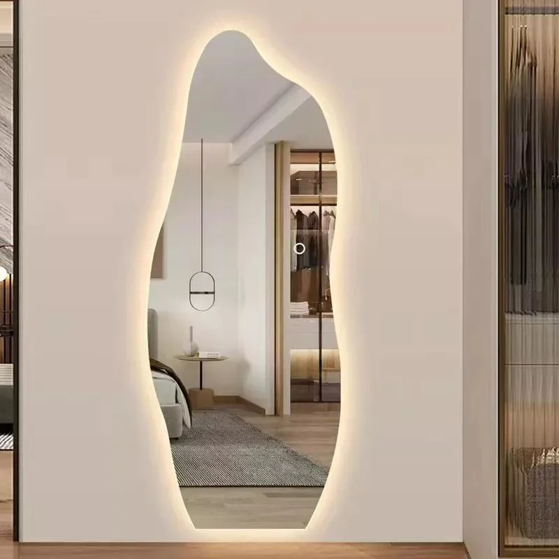 Cirkel toilet Chinese boog ronde LED spiegels decor muur grote volledige lengte stickers muur in badkamer met LED-licht make-upspiegel