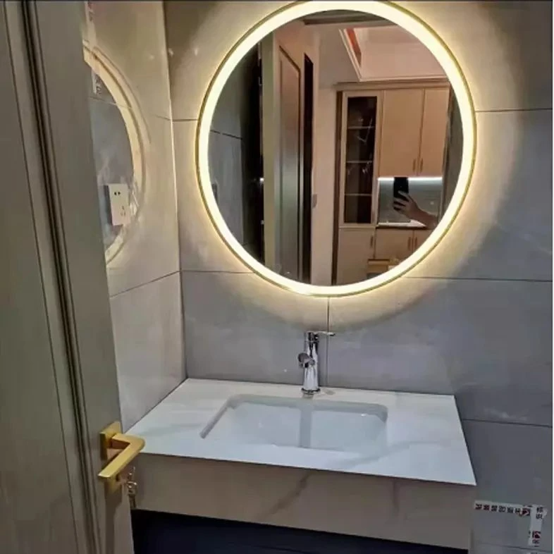 Cirkel toilet Chinese boog ronde LED spiegels decor muur grote volledige lengte stickers muur in badkamer met LED-licht make-upspiegel