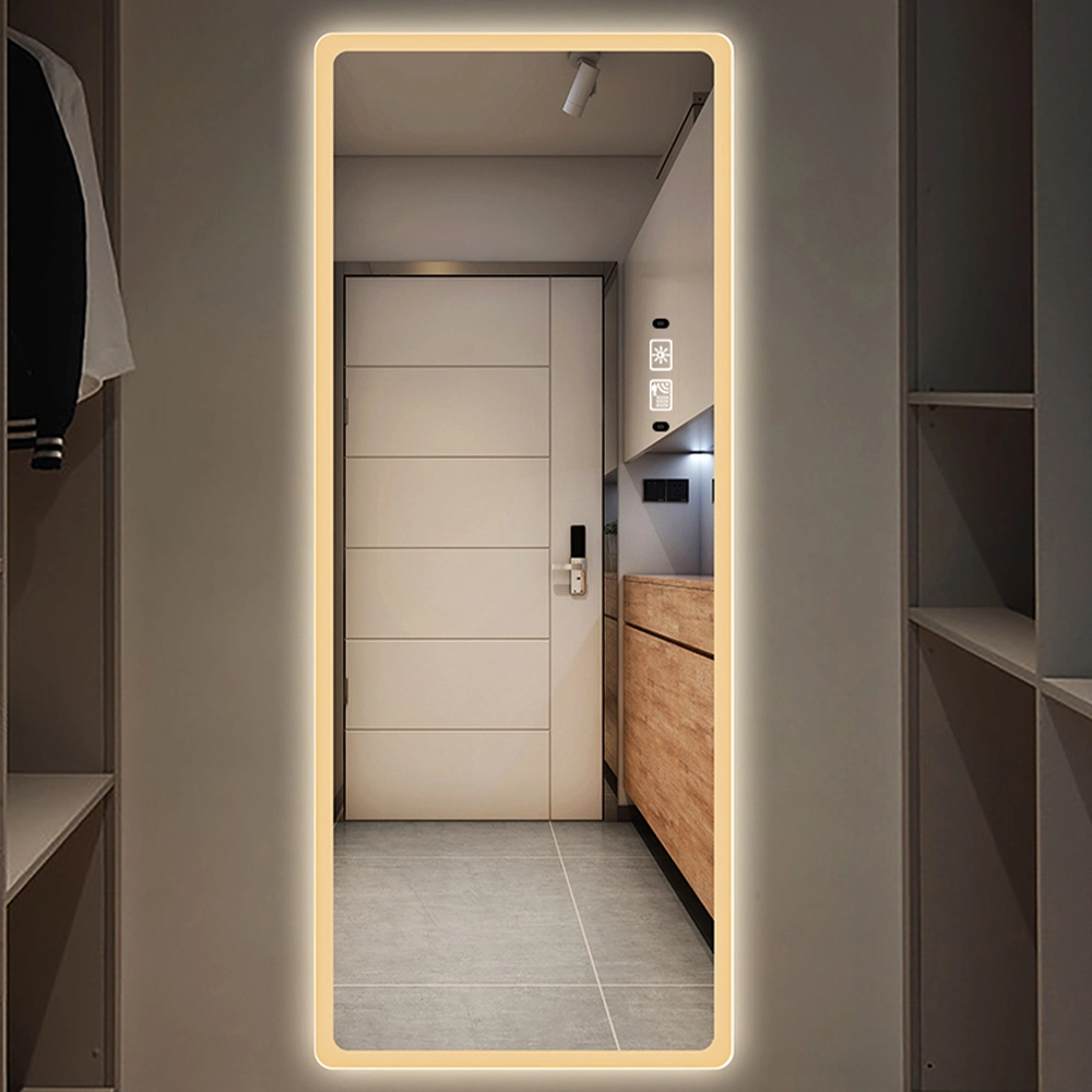 Volledige lengte wandgemonteerde lichte slimme rechthoek Defogger Dressing Hair LED-salonspiegels