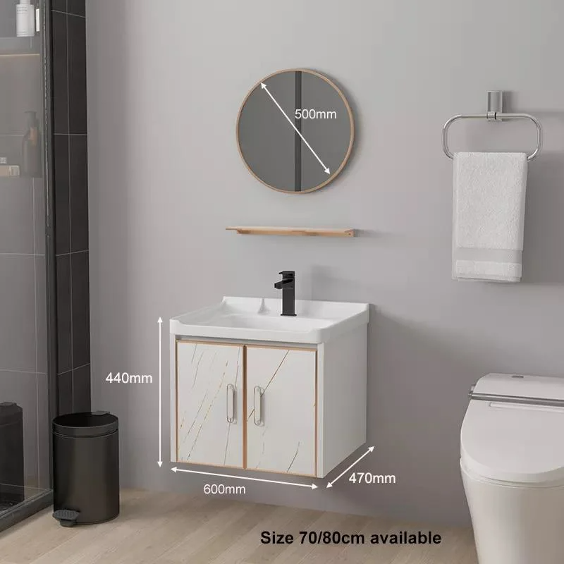 Waterdichte moderne spiegel wandmontage aluminium kast kleine ijdelheid set badkamer ijdelheden met wastafel