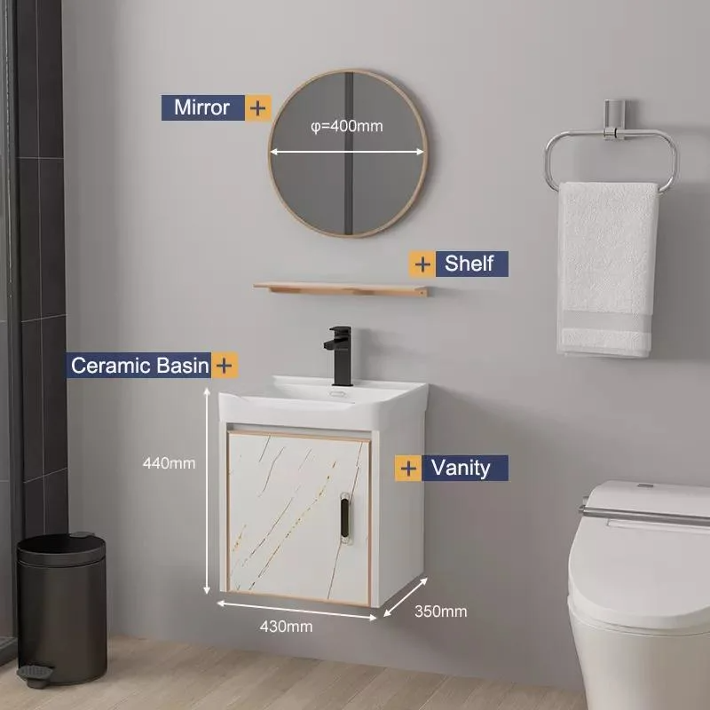Waterdichte moderne spiegel wandmontage aluminium kast kleine ijdelheid set badkamer ijdelheden met wastafel
