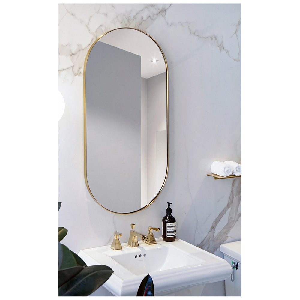 Aangepaste metalen enkelzijdige make-up glazen ovale badkamer wandmontage make-upspiegel