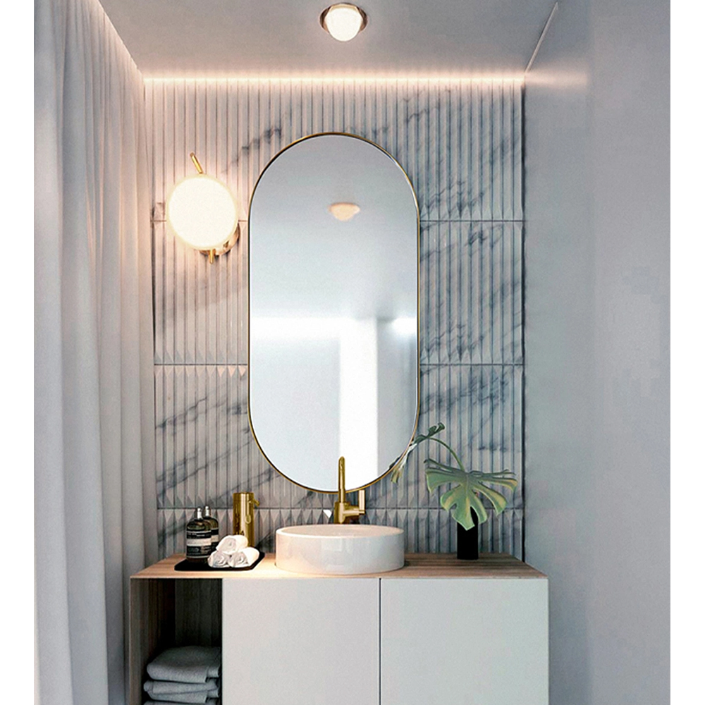Mode wandmontage metalen make-up fancy badkamerspiegels volledige lengte spiegelglas spiegel