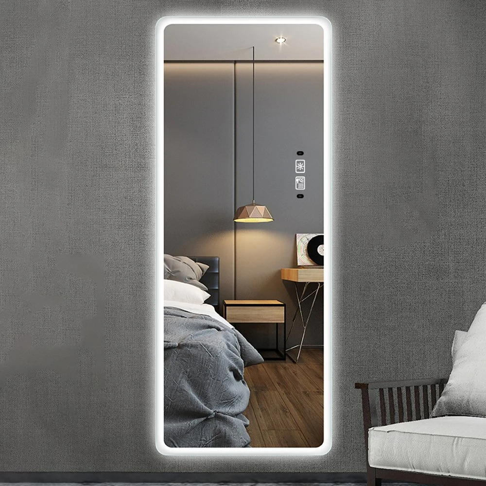 Volledige lengte wandgemonteerde lichte slimme rechthoek Defogger Dressing Hair LED-salonspiegels