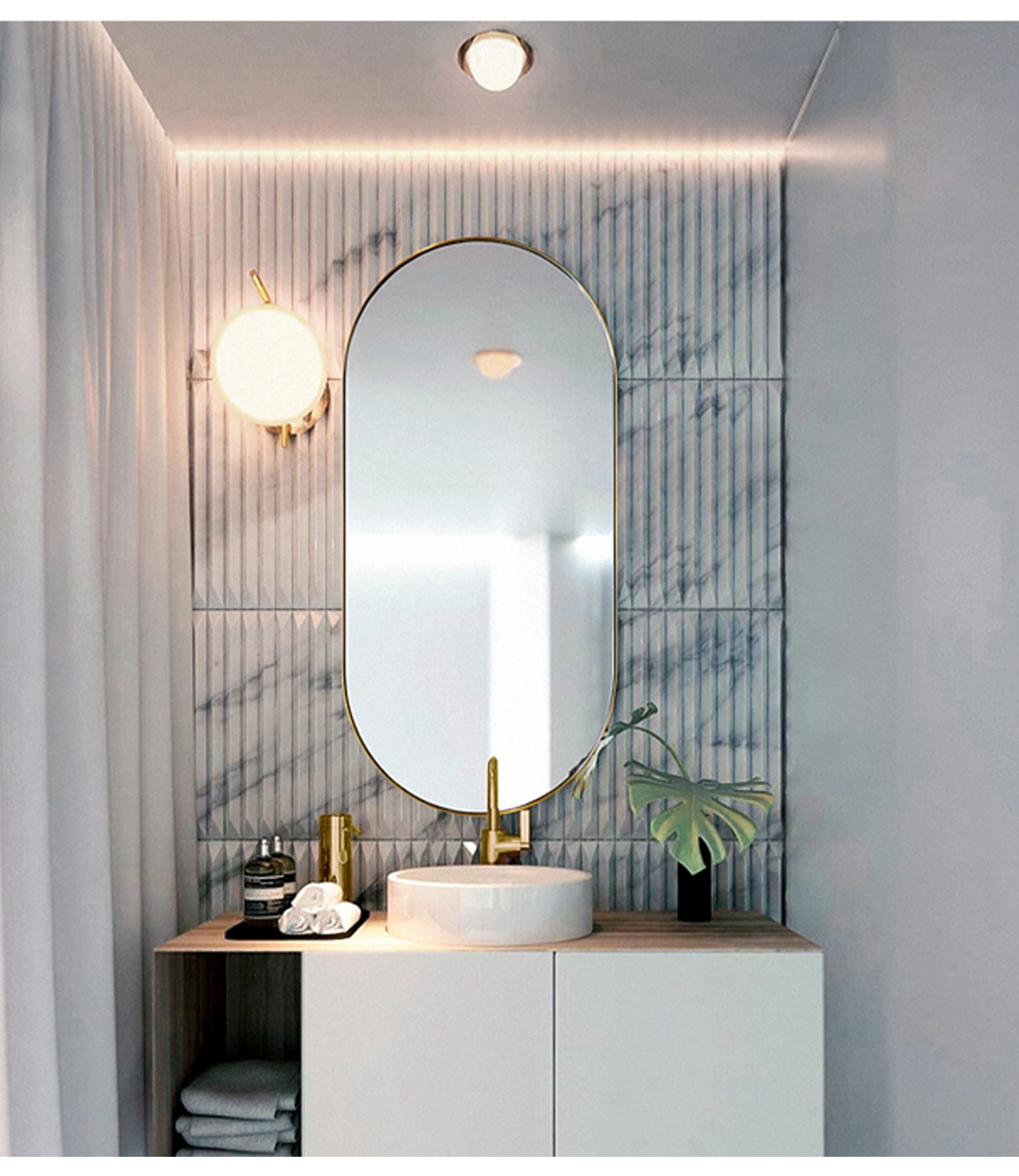 Hoge kwaliteit ovale moderne grote zilveren chromen volledige muur badkamer glazen spiegel