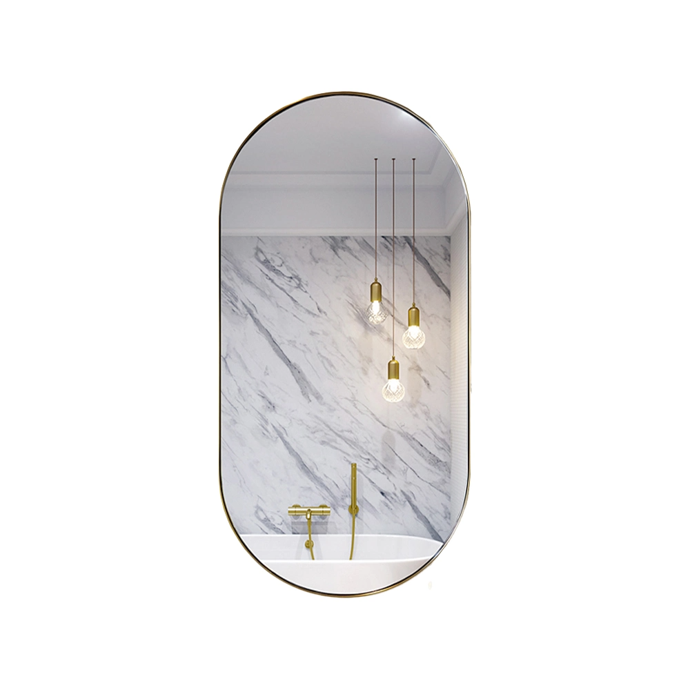 Hoge kwaliteit ovale moderne grote zilveren chromen volledige muur badkamer glazen spiegel