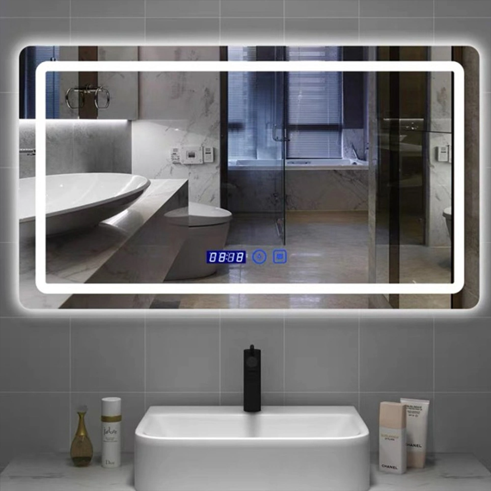 Fabriek Groothandel Aanraaksensor Thuis Wanddecoratie Salonmeubels Wandmontage Make-up LED Smart Home LED-badkamerspiegel met ontwaseming en Bluetooth-luidspreker