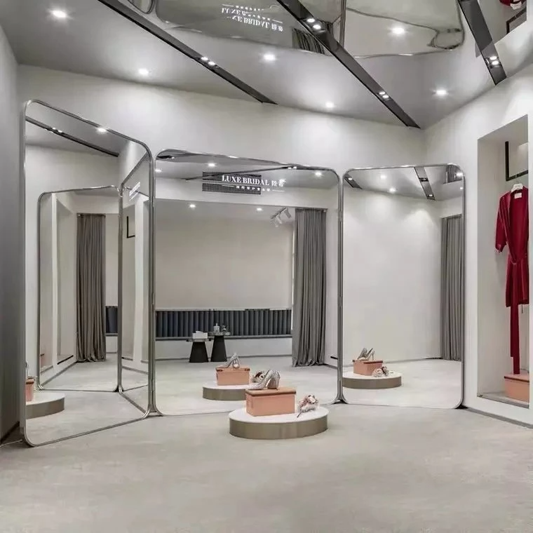 Fabriek Groothandel Staande Spiegel Luxe Grote Vloerspiegel Vierkante Ronde Volledige Lengte Spiegel voor Bruidswinkel