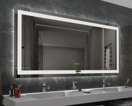 Fabriek Groothandel Aanraaksensor Thuis Wanddecoratie Salonmeubels Wandmontage Make-up LED Smart Home LED-badkamerspiegel met ontwaseming en Bluetooth-luidspreker