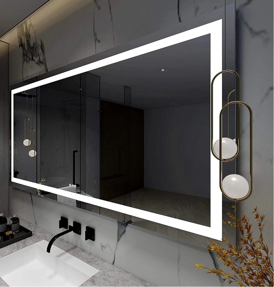 Fabriek Groothandel Aanraaksensor Thuis Wanddecoratie Salonmeubels Wandmontage Make-up LED Smart Home LED-badkamerspiegel met ontwaseming en Bluetooth-luidspreker