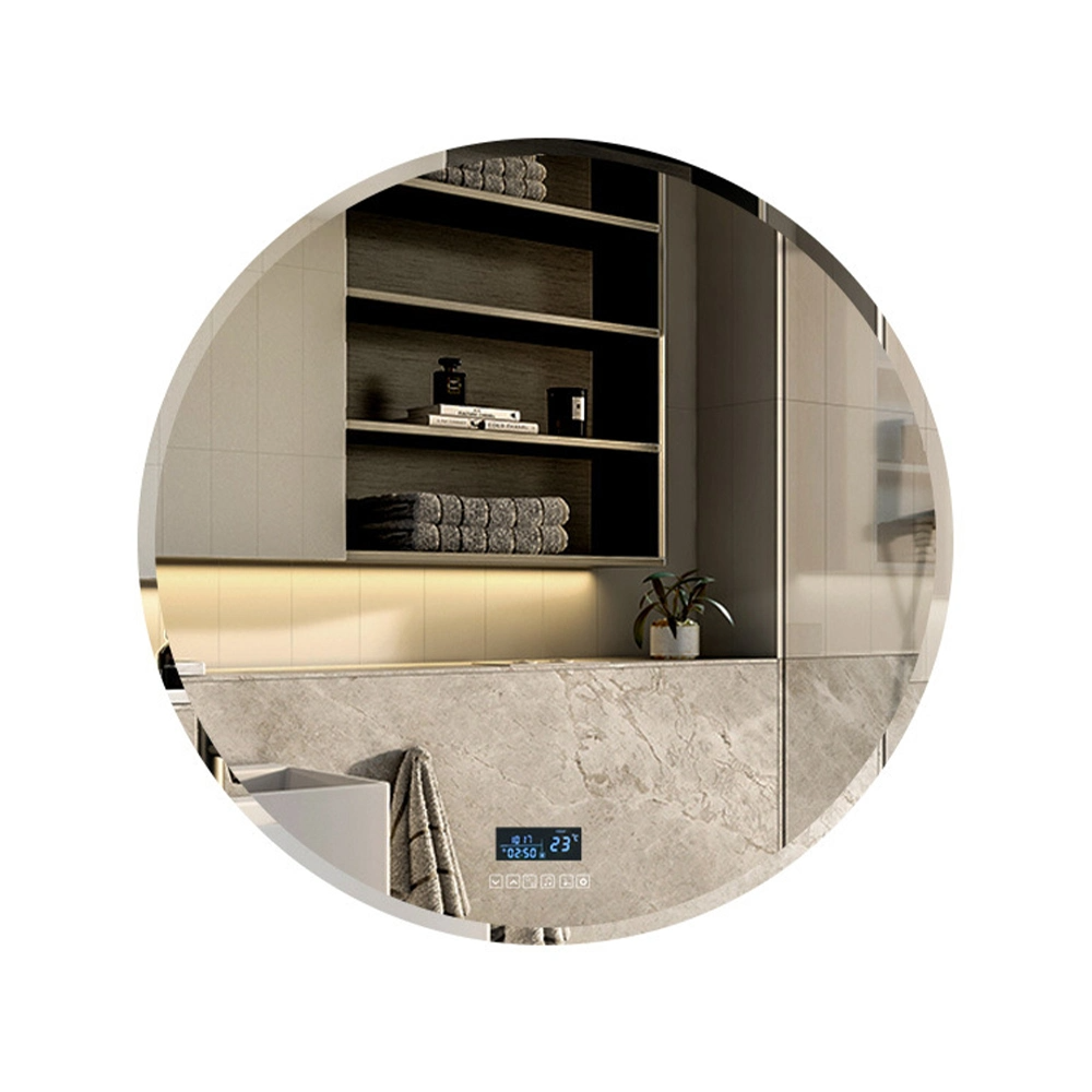 60 cm ronde decoratieve hangende cirkelspiegel met white wash kralen