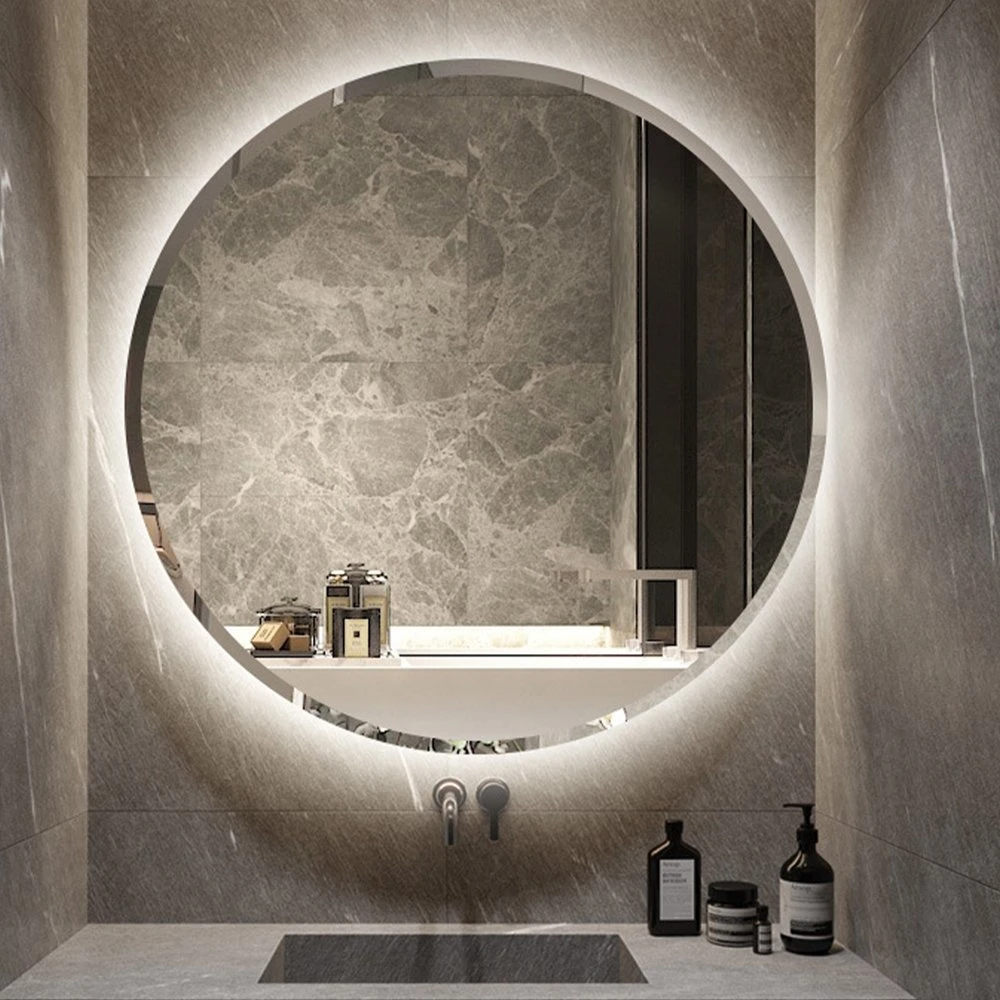 60 cm ronde decoratieve hangende cirkelspiegel met white wash kralen