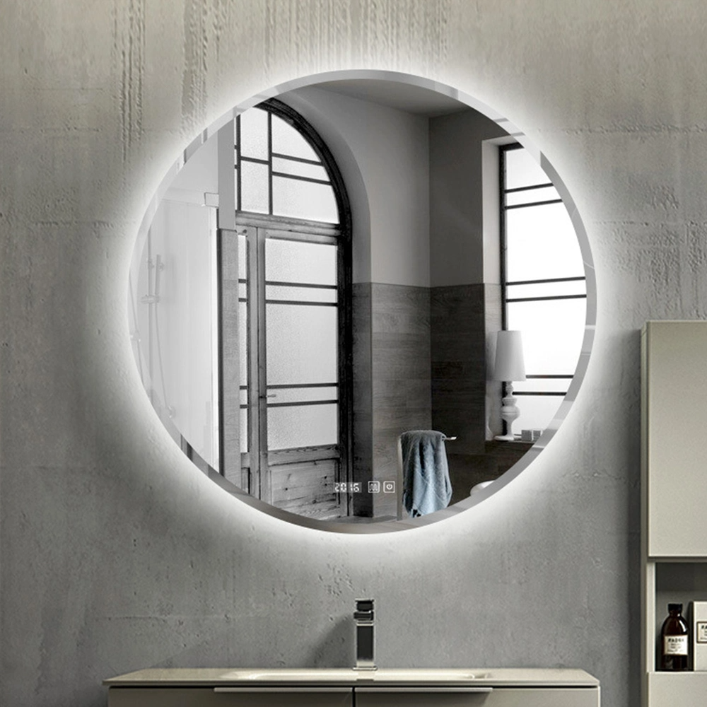 60 cm ronde decoratieve hangende cirkelspiegel met white wash kralen
