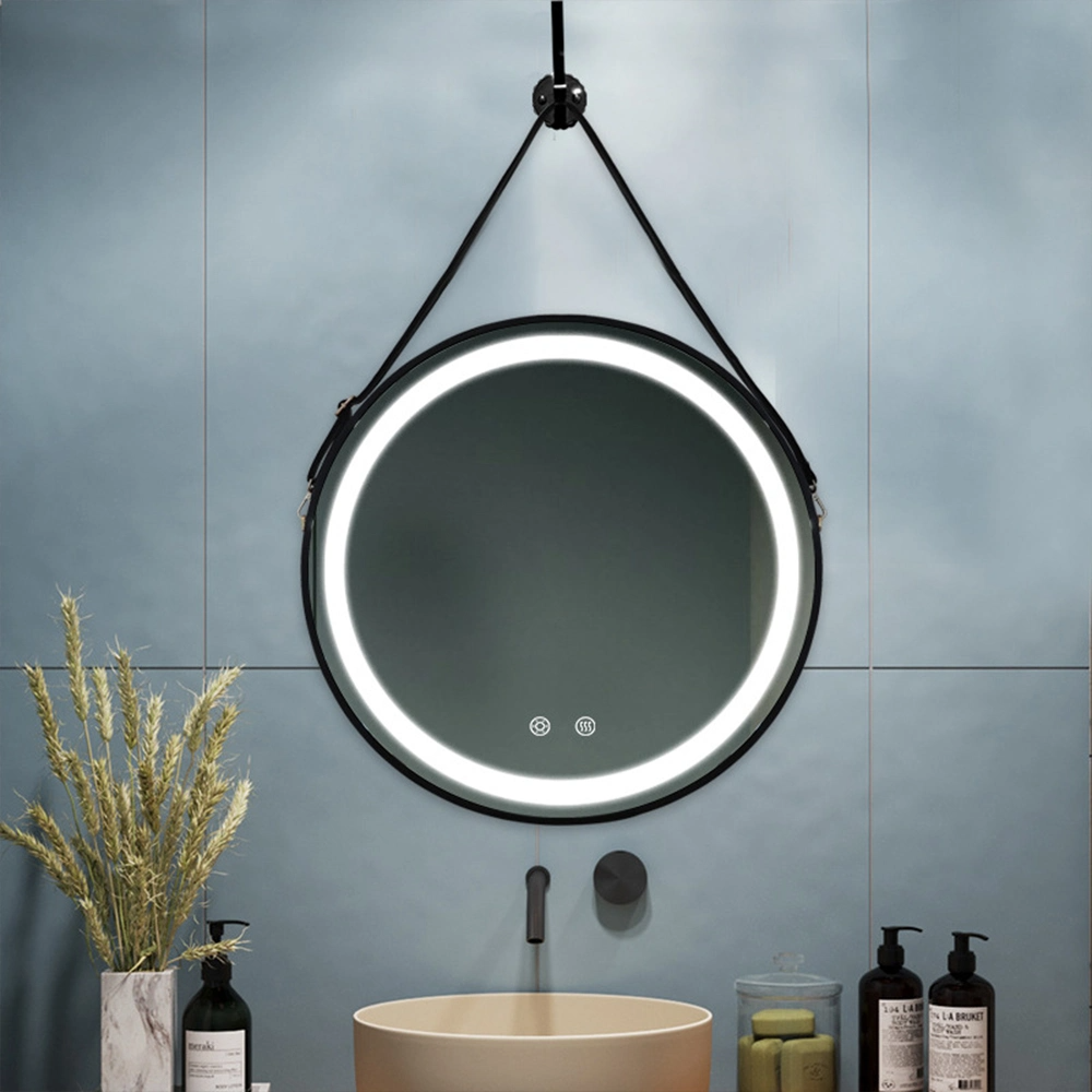 Jongens Hot Koop Badkamer Spiegel 60cm 80cm Hotel Decoratieve Moderne Ronde Muur Anti-Fog Badkamer Spiegel met LED