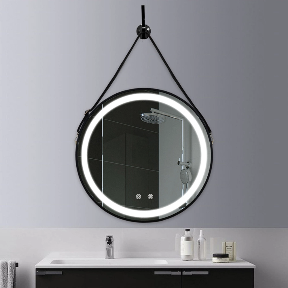 Jongens Hot Koop Badkamer Spiegel 60cm 80cm Hotel Decoratieve Moderne Ronde Muur Anti-Fog Badkamer Spiegel met LED