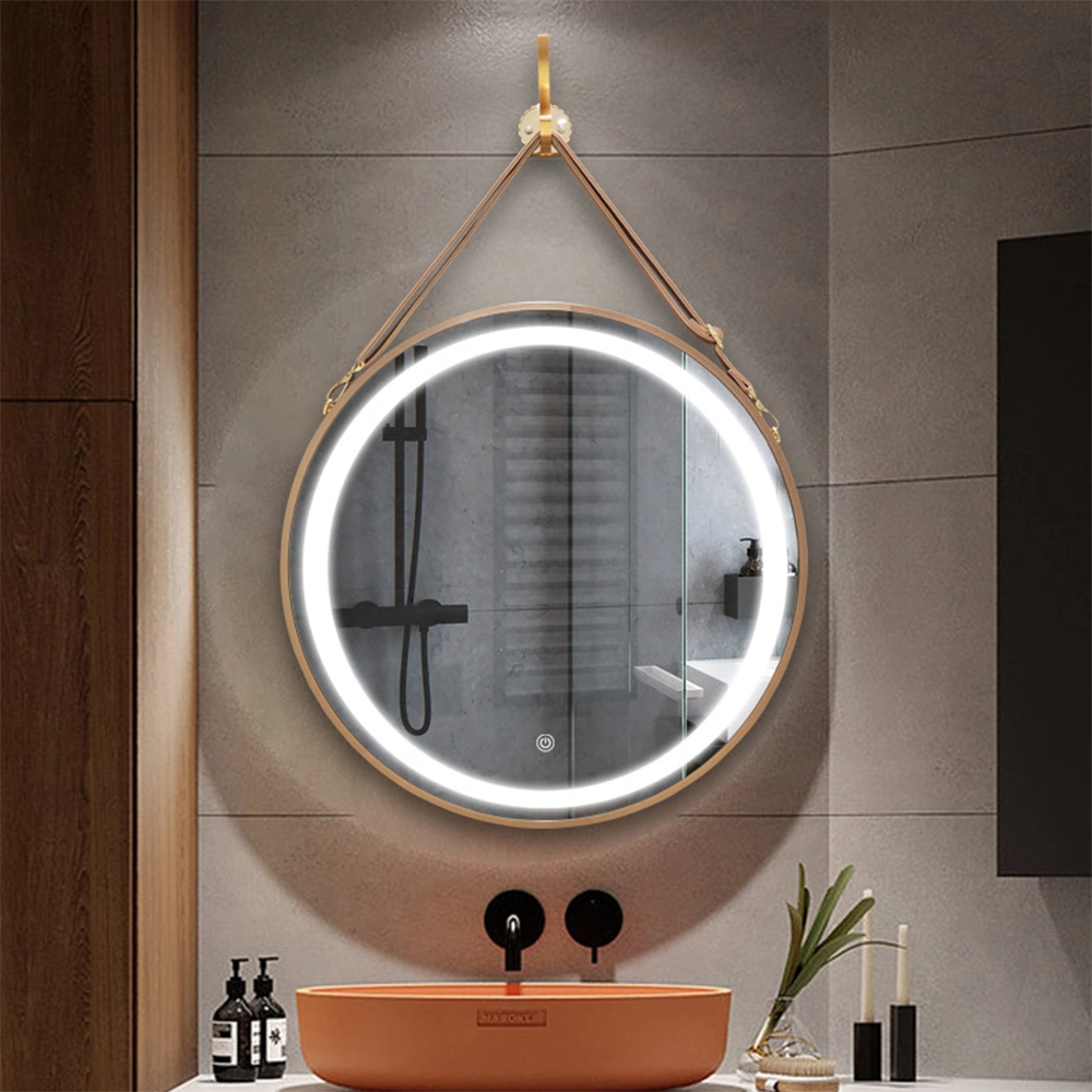 Jongens Hot Koop Badkamer Spiegel 60cm 80cm Hotel Decoratieve Moderne Ronde Muur Anti-Fog Badkamer Spiegel met LED