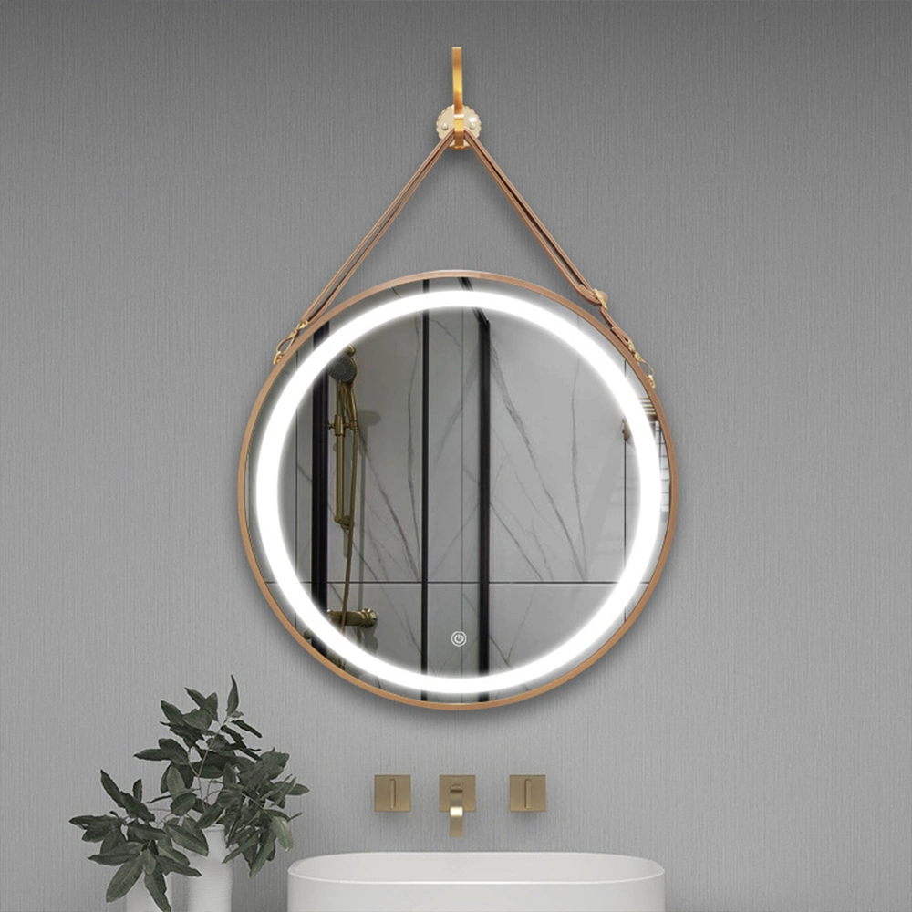 Jongens Hot Koop Badkamer Spiegel 60cm 80cm Hotel Decoratieve Moderne Ronde Muur Anti-Fog Badkamer Spiegel met LED