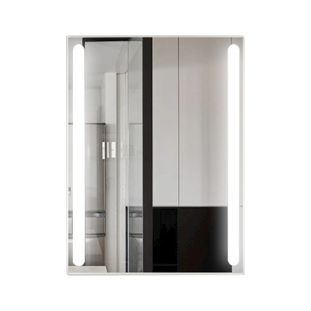 Vierkante rechthoek wandgemonteerde LED-verlichte badkamer make-up spiegel Woondecoratie met anti-condensfunctie Glazen spiegel Smart Home