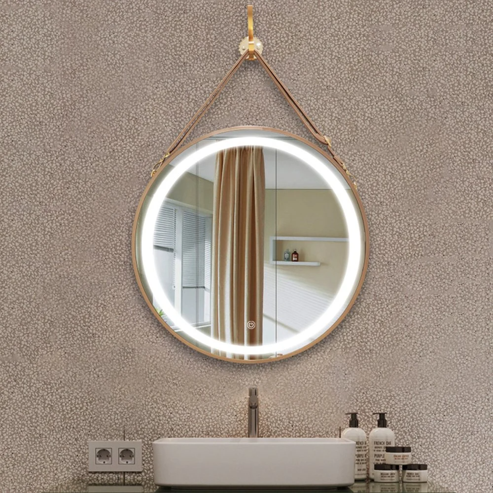 Groothandel aan de muur gemonteerde grote ronde spiegel Decoratieve make-up ingelijste spiegel met zwarte lijst voor slaapkamer Espejo