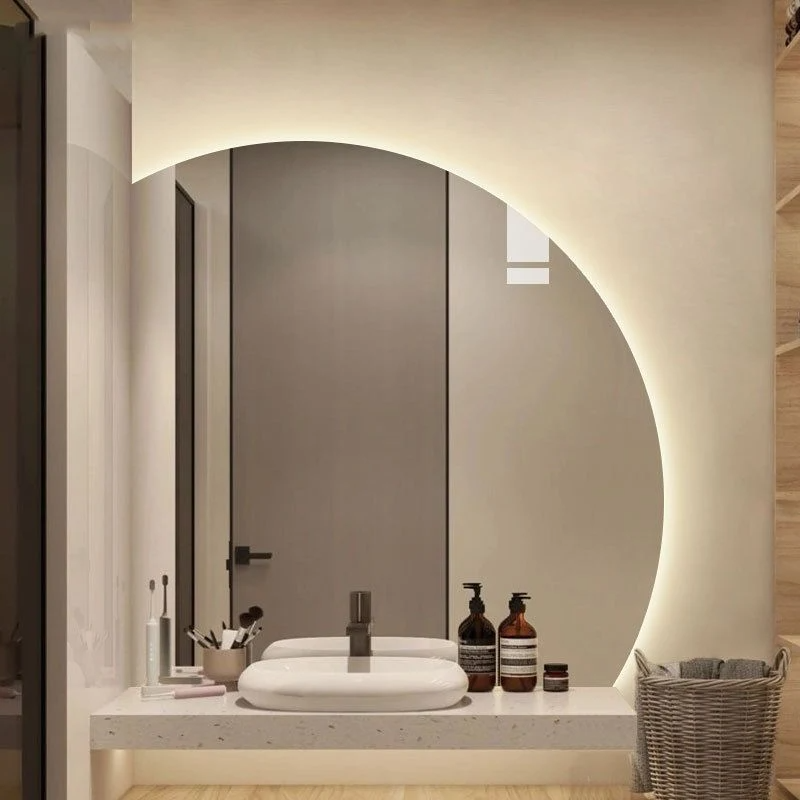 Nordic geborsteld gouden metalen frame decoratieve badkamer horizontale onregelmatige muur glazen spiegel