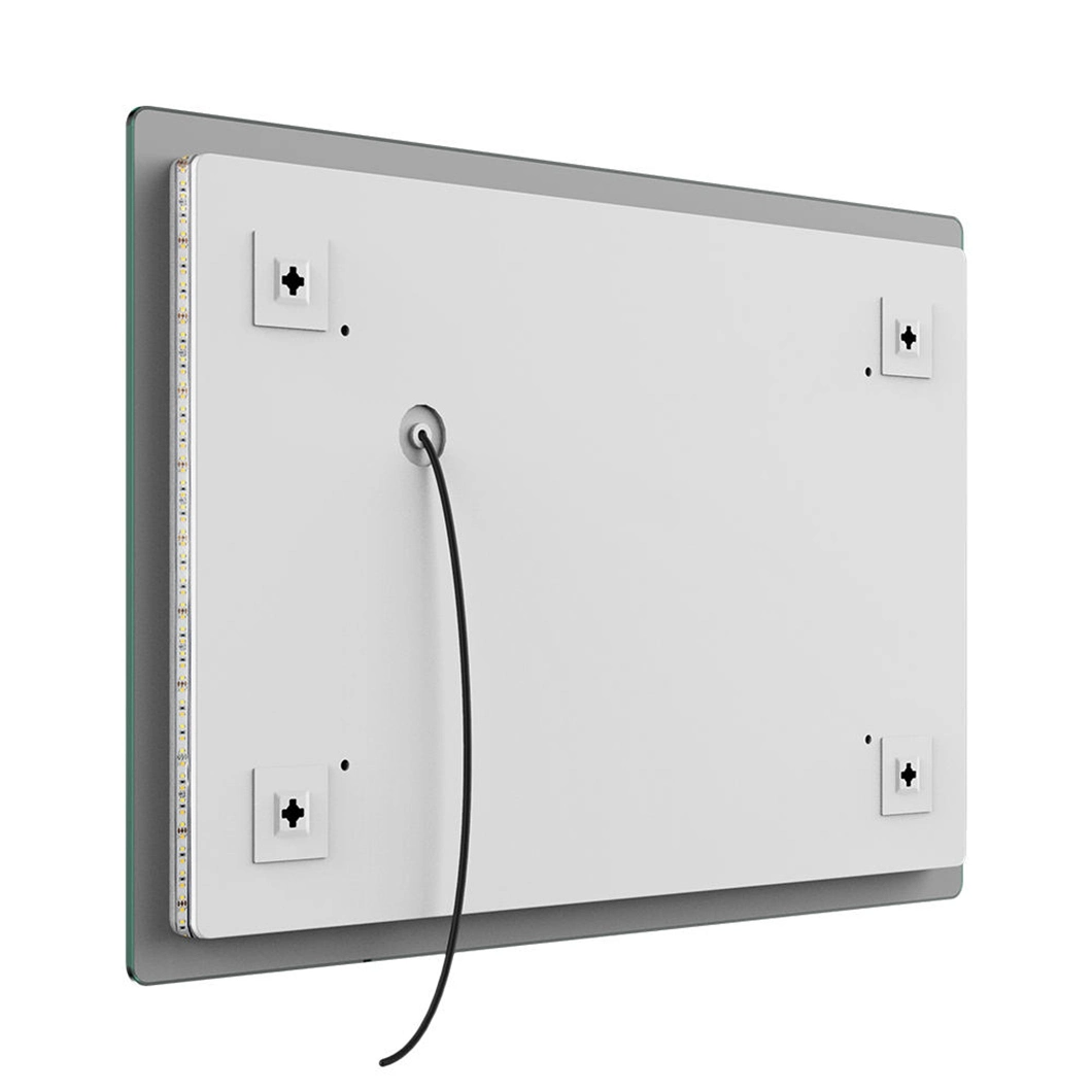 Rechthoekige LED-slimme badkamerspiegel met achtergrondverlichting en temperatuur/digitale klok/kalenderweergave