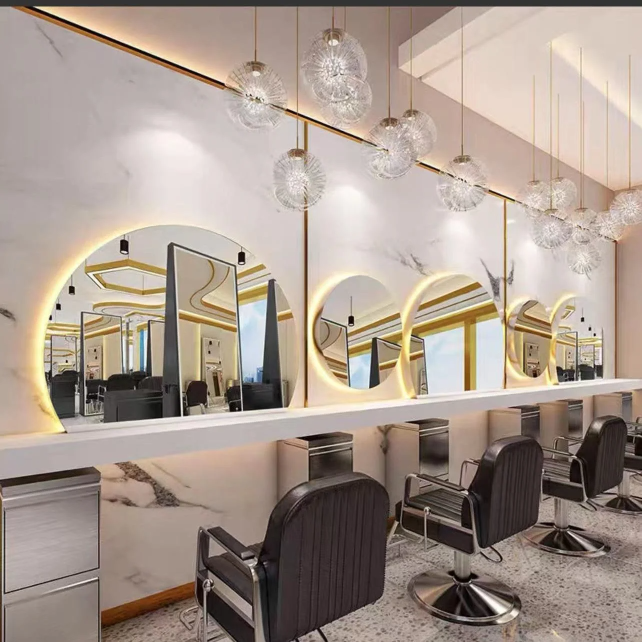 Kapsalon Spiegel Salon Ronde Kapperszaak Spiegel Tafel Kapsalon Speciale Europese Glazen Salon Meubels