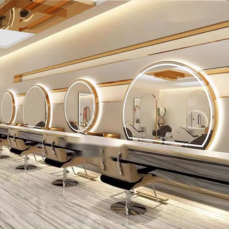 Kapsalon Spiegel Salon Ronde Kapperszaak Spiegel Tafel Kapsalon Speciale Europese Glazen Salon Meubels