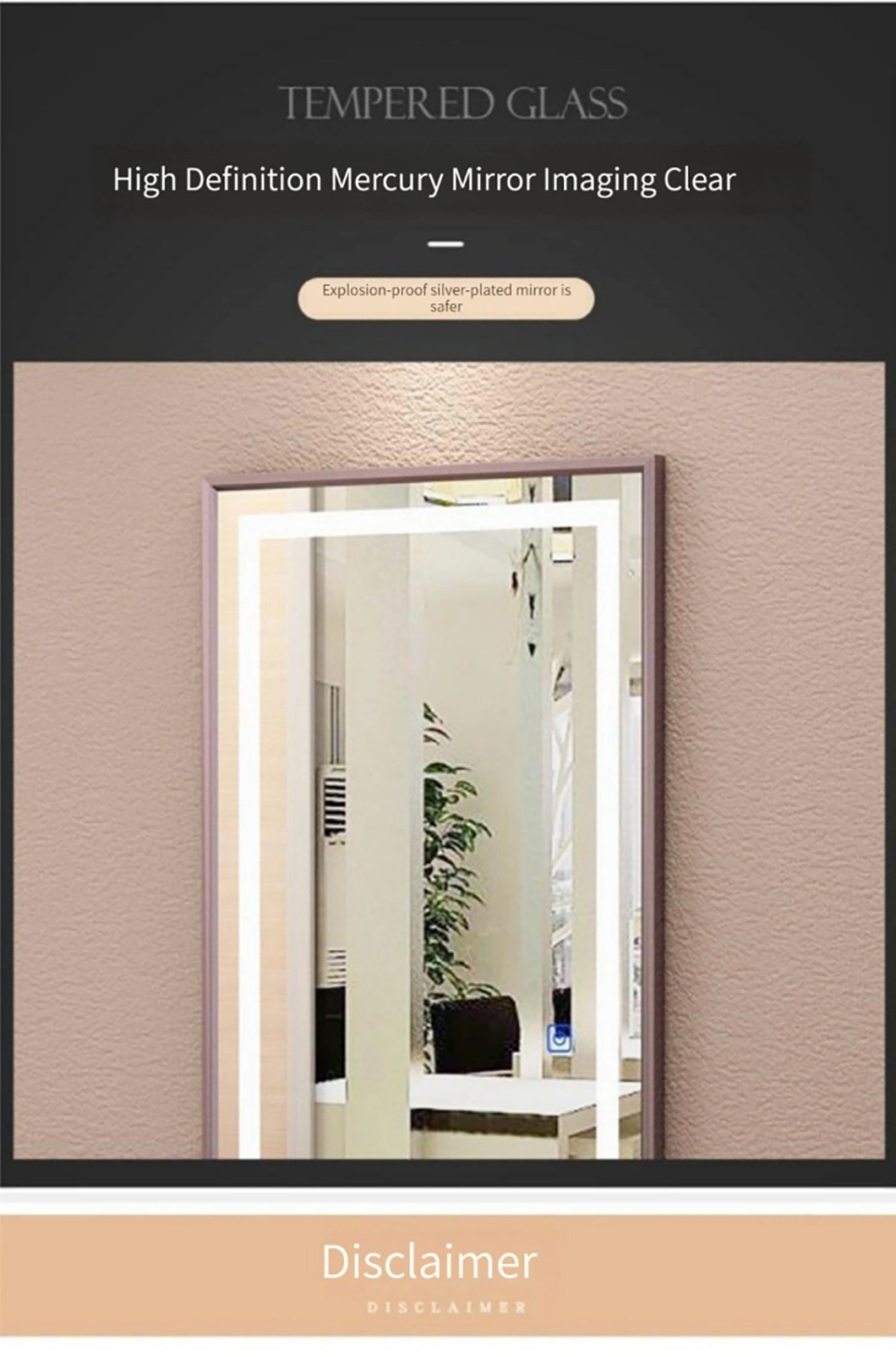 Wandmontage LED Salon Spiegel Licht Slimme Spiegel Rechthoek Defogger Dressing Groothandel Volledige Lengte Spiegel LED