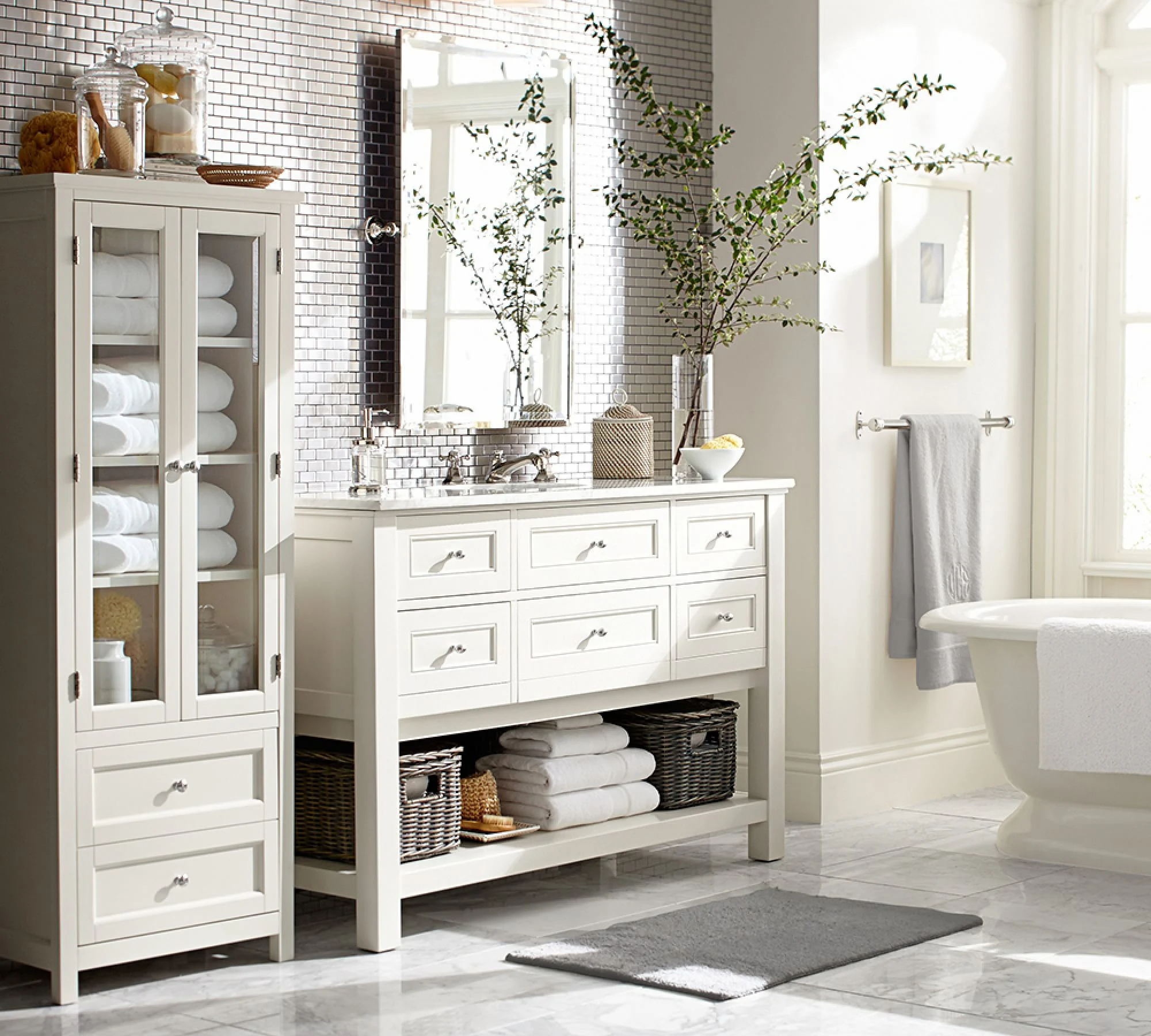 Klassieke afgeronde rechthoek grote zwarte metalen ingelijste badkamer make-up spiegel voor muur