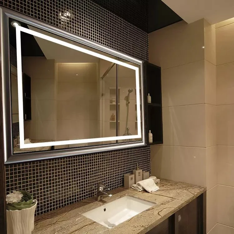 Modern Design Hotel Waterdichte Elektrische Slimme Fancy Wandspiegel Eersteklas ijdelheid Badkamerspiegel met LED-verlichting